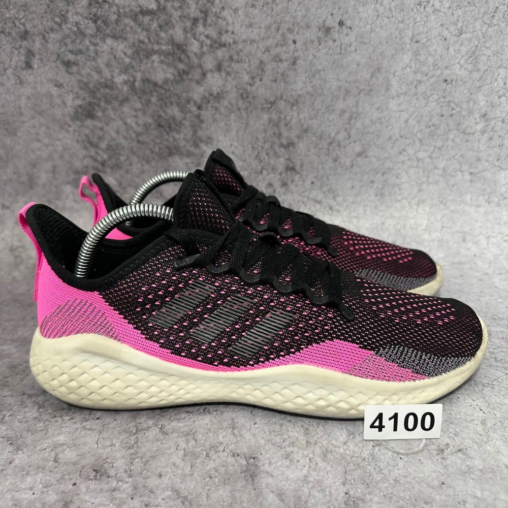 Adidas Fluidflow 2.0 Running Shoes Womens 9.5 Black Pink H04592 Cloudfoam